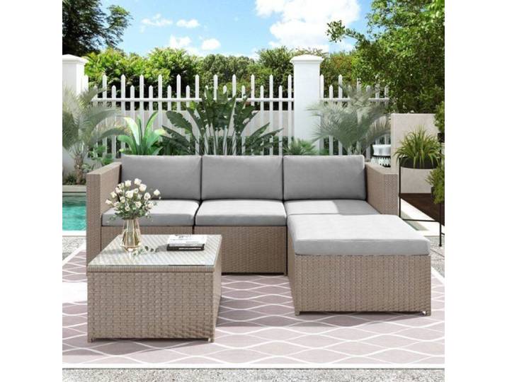 Ensemble de canapé d'extérieur en rotin mobilier de jardin ensemble de canapé coussins et dossiers table basse SALON BAS DE JARDIN
