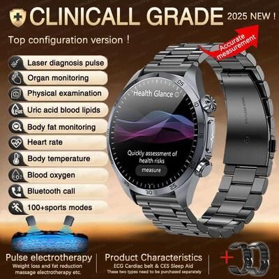 Uplift Treasures ECG PPG AI Health Smartwatch With Lipid And Uric Monitor black Steel 2a clinical Grade