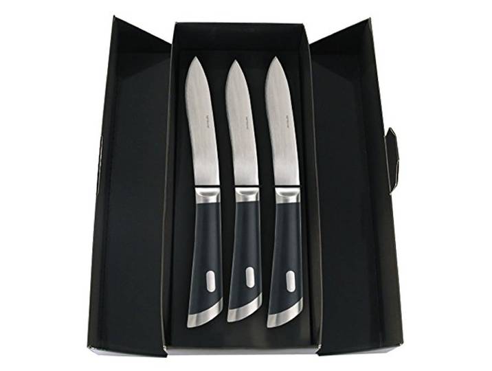 Sambonet Special Knife Edelstahl 18/10 Set 3 Steakmesser T-Bone 25,6 cm, Glatte Klinge, schwarz, 29 x 13 x 6 cm, 3-Einheiten