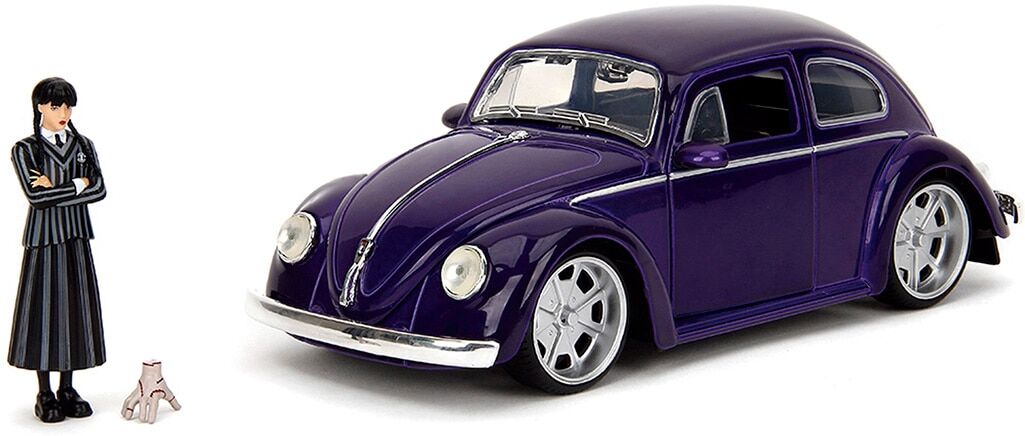 Jada Volkswagen Beetle modelo 1972 con figura Miércoles .