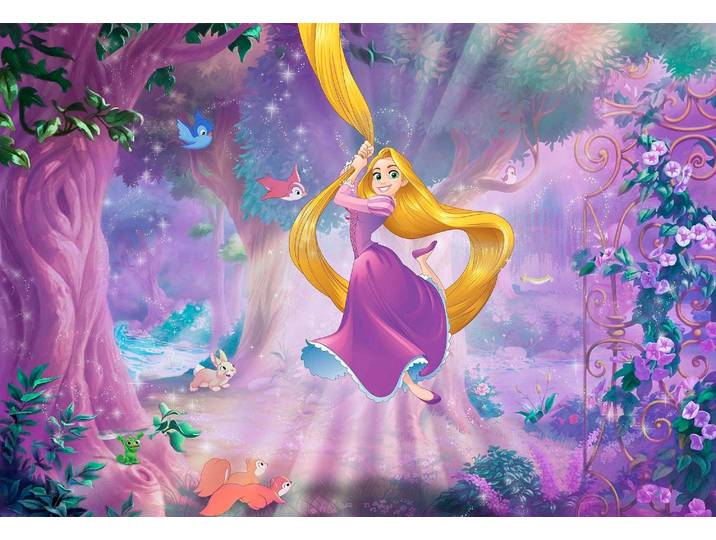 Fototapete KOMAR Rapunzel - Größe 368 x 254 cm , lila (lila, blau), B:368m L:254m, Papier, Tapeten, Fototapete, Kinderzimmer