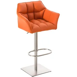 Proregal CHEFGASTRO Barhocker PHILADELPHIA Edelstahl HxBxT 88x64x45cm Kunstleder Orange Barstuhl
