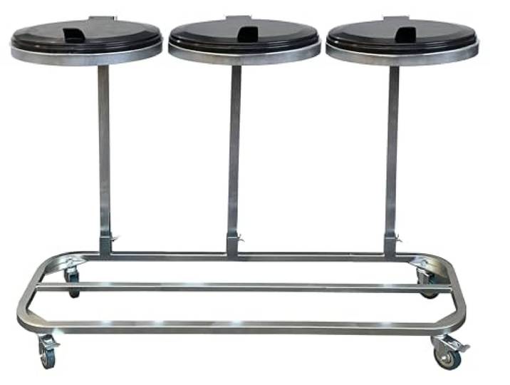 QUICK STAR Triple Müllsackständer mit Deckel und 4 Rollen Metall Müllsackhalter 120 Liter Stabiler Müllsack Ständer - Verzinkter Stahl Müllbeutelhalter Gelber Sack 120L Mobiler Abfallbehälter