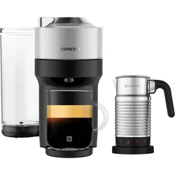 Nespresso VERTUO Pop+ Silver & Aeroccino4 Vertuo Kaffeemaschine