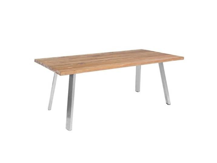 OUTLIV. Gartentisch 200x100cm Edelstahl/Teak recycelt Braun Hellgrau