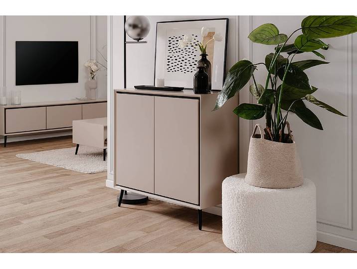 home24 Kast 90 x 90 x 38cm beige/beige/zwart