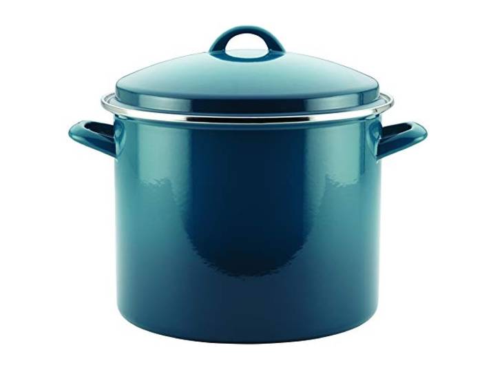 Rachael Ray Suppentopf mit Deckel, Emaille auf Stahl, 12 Quart, Marineblau