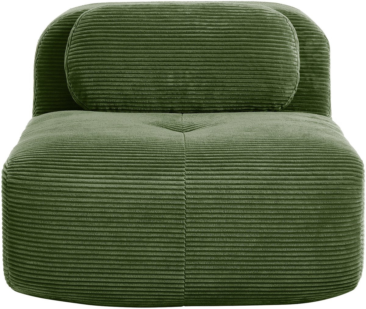 Modulaire lounge fauteuil in groen ribstof zonder armleuning