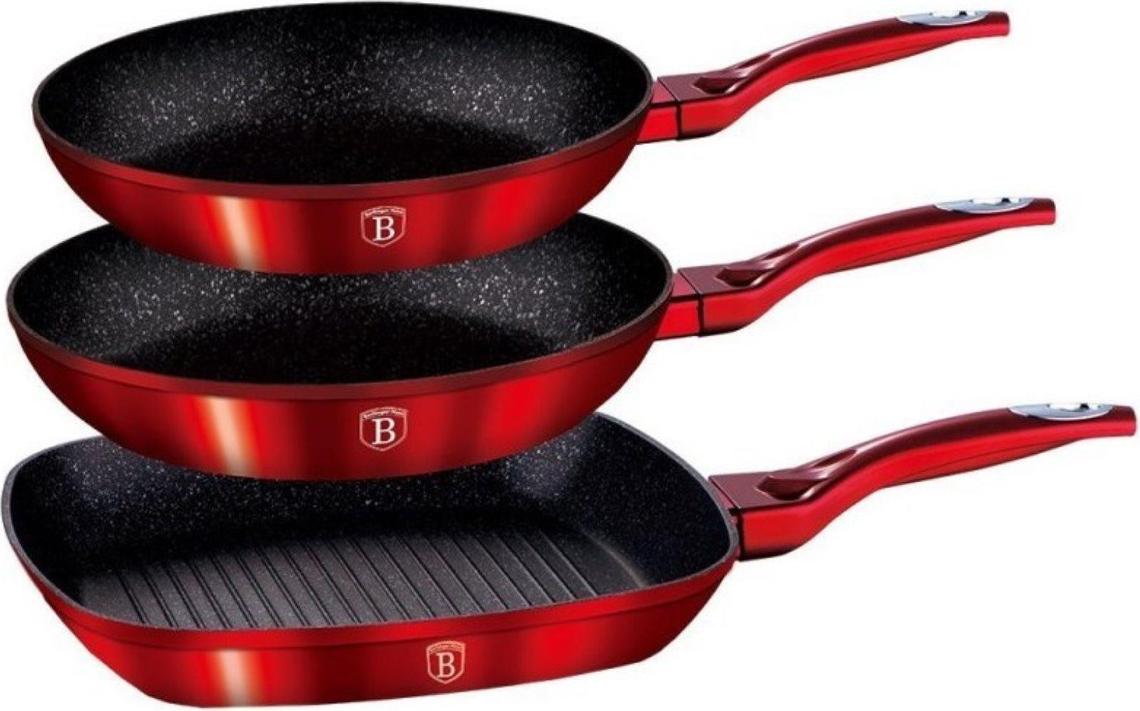Berlinger Haus Red Metallic Line set van 3 granieten pannen 8694