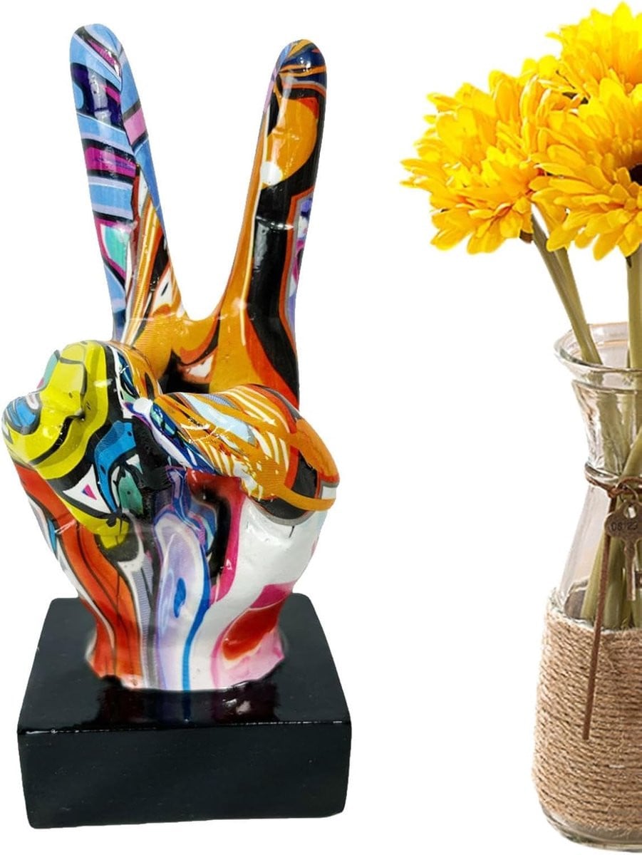 Abstract Hars Hand Beeld - Kleurrijk Sculptuur voor Interieur Decoratie - Hoogte: 21,9 cm