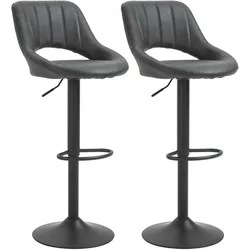 HOMCOM Barhocker-Set, 2 Hocker, Küchenhocker, Lederoptik, drehbar mit Fußstütze
