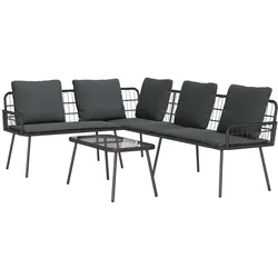 vidaXL Garten-Sofa-Set 2 pcs Schwarz Poly-Rattan