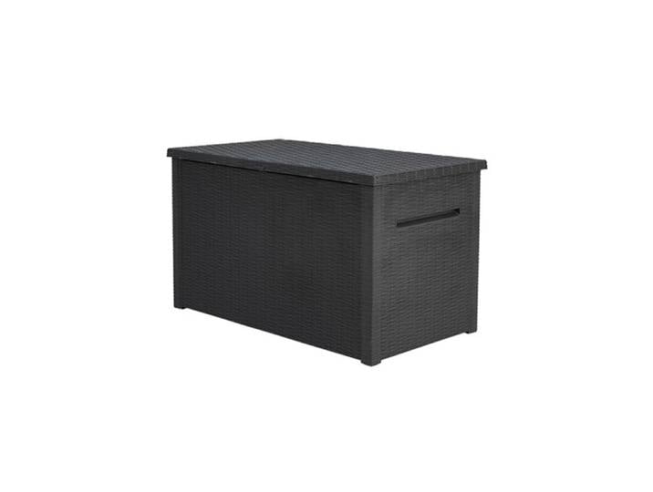 Keter Coffre de rangement Java XXL coffre en résine style osier résistant verrouillable Graphite - 870L - 147x83x86 cm