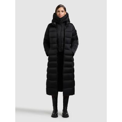 Steppmantel KHUJO "GINSA", Damen, Gr. S, schwarz, Twill, 100% Polyester, unifarben, regular fit wadenlang, eingesetzt gerader Abschluss mit Reißverschluss, Mäntel Steppmantel