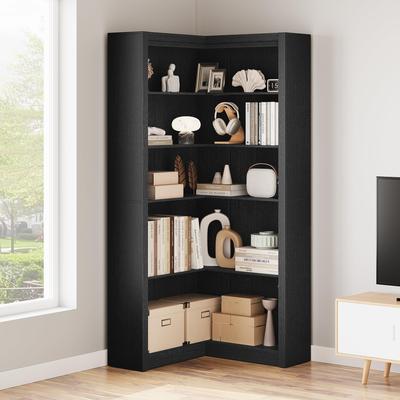Garvee "71.8"" Farmhouse L-Shaped Heavy Duty Corner Bookshelf"