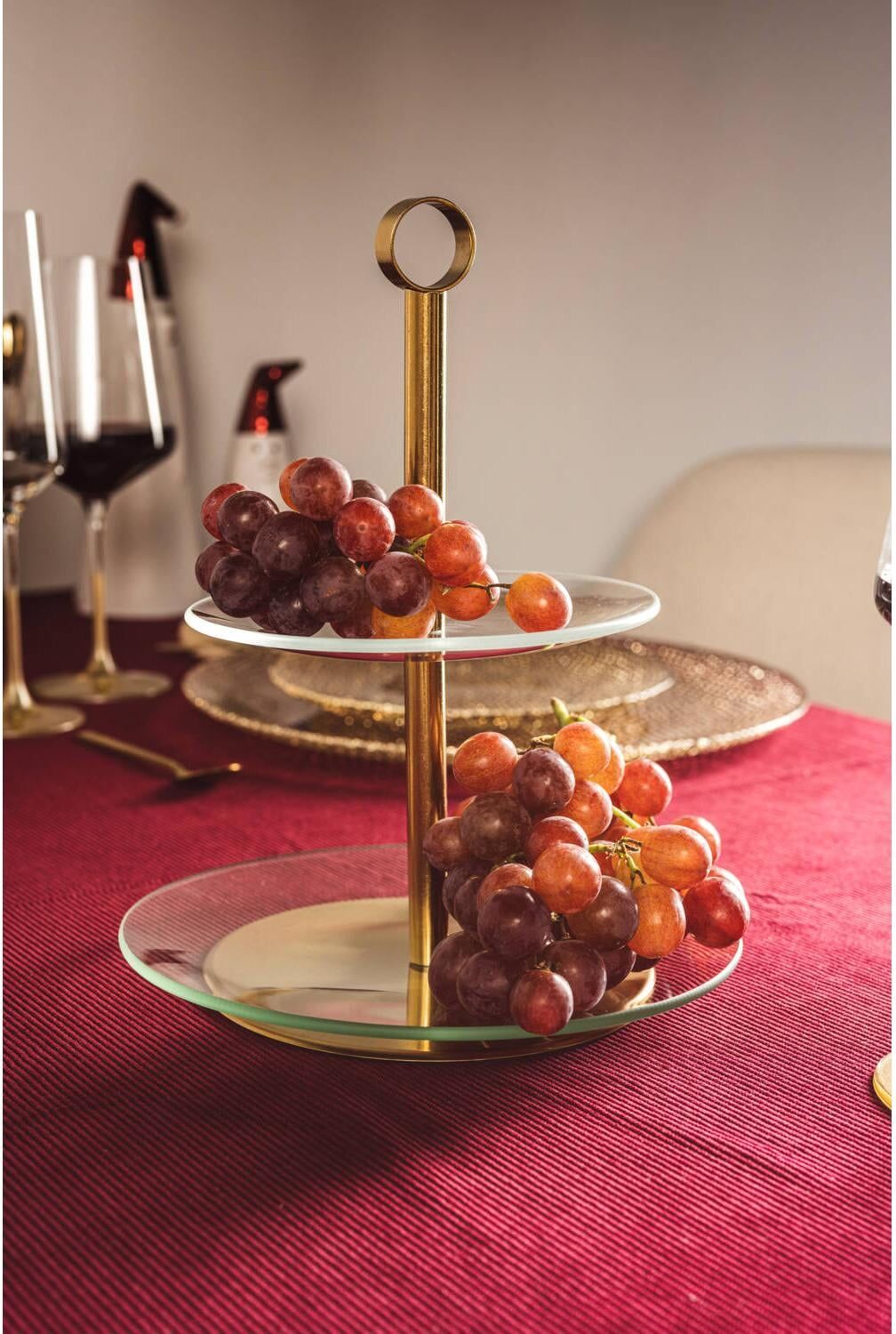 Etagere LEONARDO "LEONARDO Etagere Cena, 2-teilig", gold, H:26cm Ø:20,8cm, Servierplatten, Etagere gold Ø 20,8cm