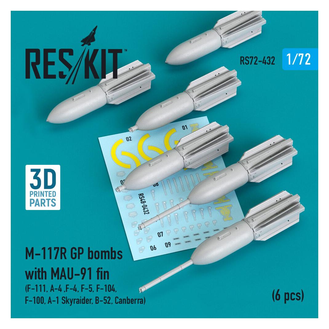 ResKit M-117R GP bombs with MAU-91 fin (6 pcs) (F-105, F-111, A-4,F-4, F-5, F-104, F-100, A-1 Skyraider, B (RS72-0432)