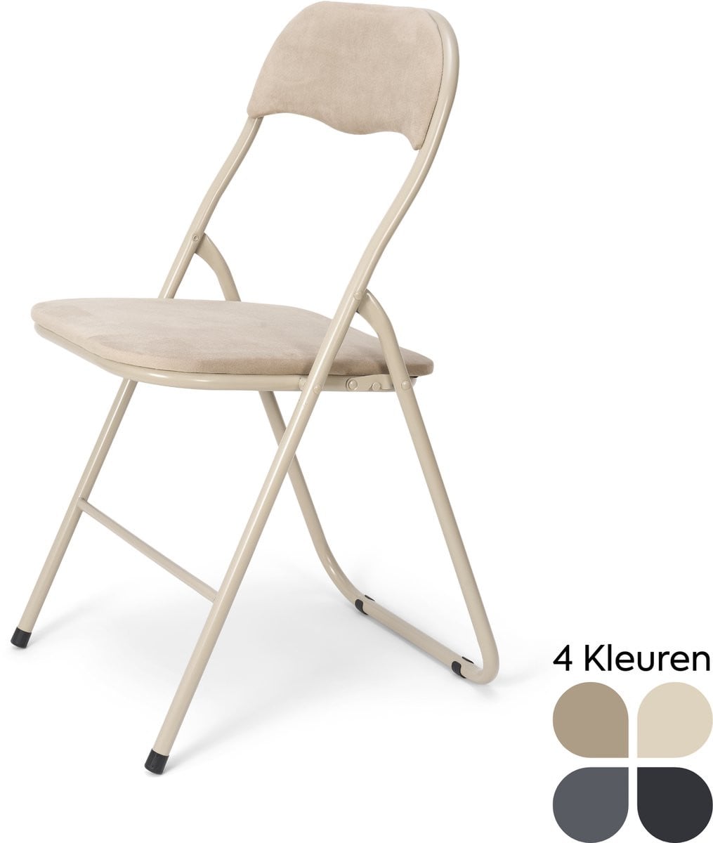Meije Nova Klapstoel - Beige - Velvet Fluweel - Zithoogte: 45 cm