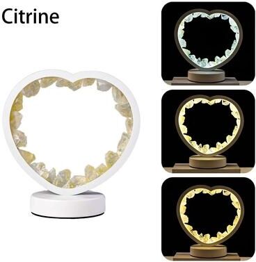 Uplifted Finds Bedside Heart Lamp With Natural Quartz And Amethyst Crystals For Bedroom And Desk citrine