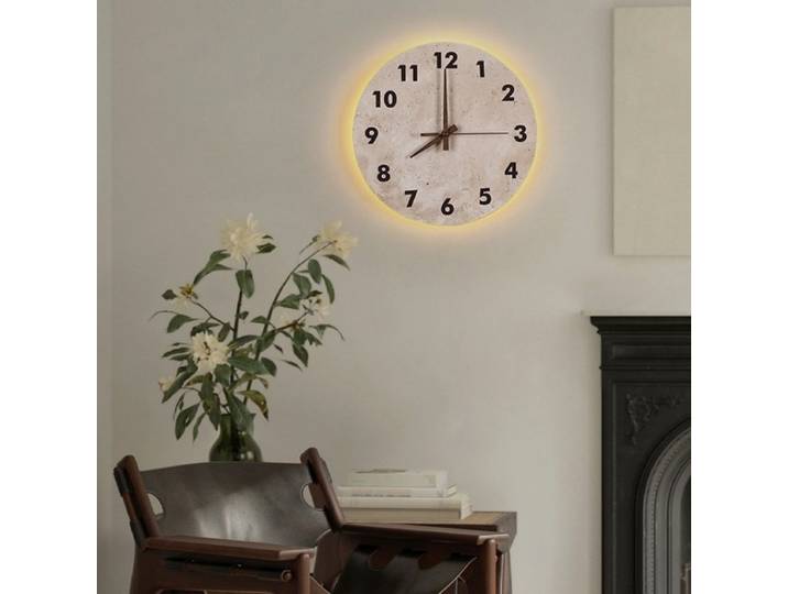 Horloge murale créative en pierre de grotte jaune, lampes rétro chinoises pour salon, décoration d'arrière-plan, luminaire d'ambiance
