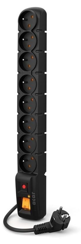 Acar S8 AC-schakelaar, zwart, 8 AC-uitgangen, 230 V, 5 meter