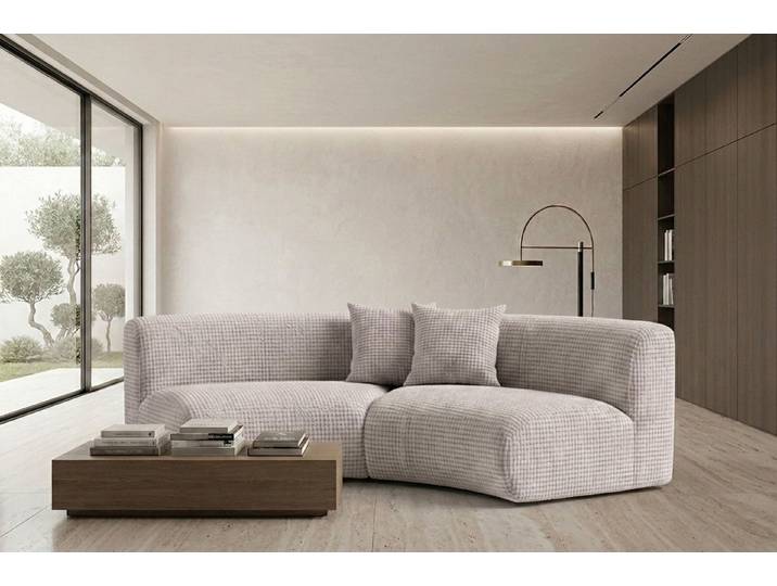 Kaiser Möbel Sofa Round für das Wohnzimmer aus Chenille-Stoff Cremona GRETA