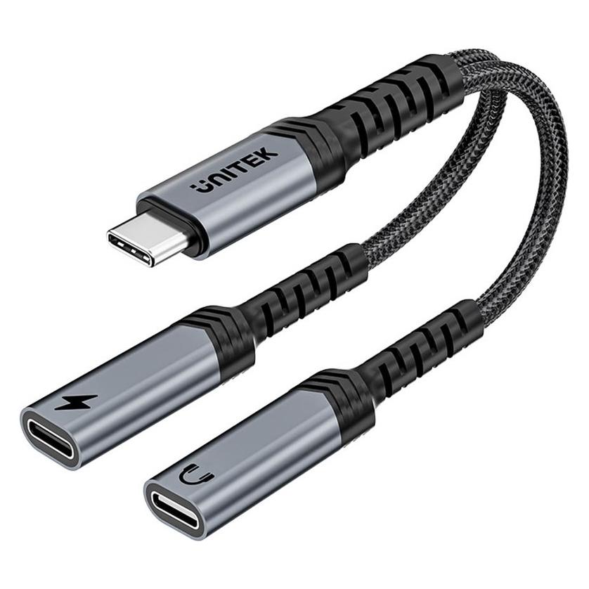 Unitek Adapter AV Adapter audio i ładowania PD USB-C do USB-C 15 cm (M206BGY01)