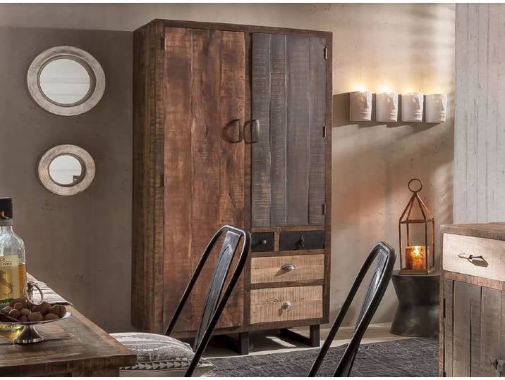 Schrank 100x195cm 'Metro' Altholz & Eisen