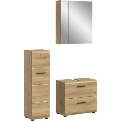 Badezimmer-Set WELLTIME, weiß (artisan oak nb), B:105cm H:185cm T:30cm, Holzwerkstoff, MDF, Kastenmöbel-Sets, Bad-Kombination, Bad-Möbel, Badezimmer, Kombination, Kombi