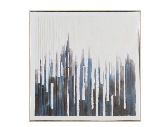 Abstrakte Stadtlandschaft in Schwarz-Weiß als Relief, 110 x 110 cm