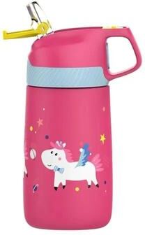 Uplifted Finds Cartoon Pattern Portable Kids Water Bottle 350ml Stainless Steel Thermo Cup For Travel pink