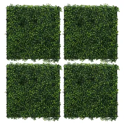 KÜNSTLICHE PFLANZENWAND 4er Set 50x50 cm Kunstpflanzen Wand Innen Aussen Grün Classic Buxus