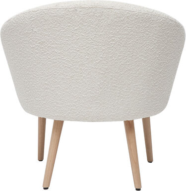 Miliboo Sessel mit weißem Stoffbezug mit Bouclé-Wolleffekt und hellen Holzbeinen OLIVIA