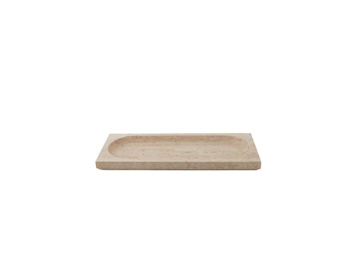 Grosses Design Tablett „Regina“ aus Travertin Beige 40 x 16 cm AYTM