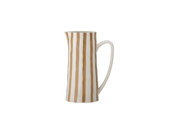 Pichet en grès marron, motif rayé, peint à la main - Bloomingvill