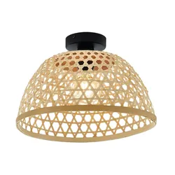 Deckenlampe Deckenleuchte Wohnzimmer Rattan Geflecht Holzoptik Schwarz D 37 cm