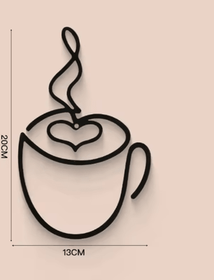 Inspire Picks Metal Coffee Cup Wall Art Black Cafe Decor For Kitchen & Coffee Bar c