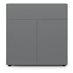Container Connect MDF außen graphit/innen weiß matt lackiert grau H 102 cm mit 2 Türen und einer Schublade graphit 100x102x48