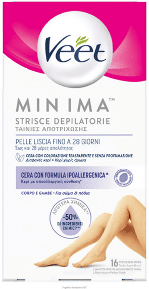 Veet Minima Strisce Depilatorie Corpo 16 Pezzi