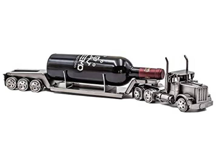 STEEMO Metallkunst Weinflaschenhalter Truck USA - LKW Tieflader - Deko-Weinhalter 62x12x10 cm