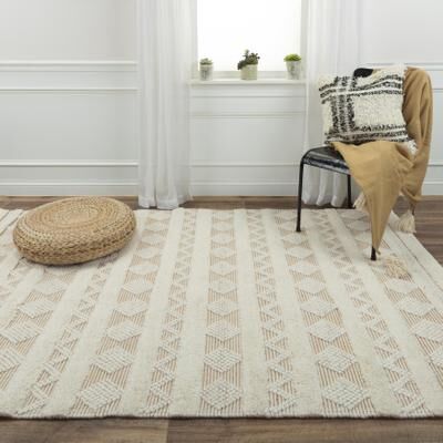 NAVATEXTURA Kerala Beige and Brown Geometric Hand-woven Jute Rug