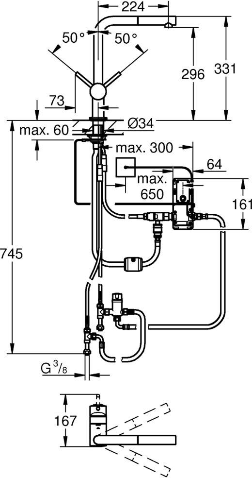 Grohe Minta Touch elektronische Einhand-Spülbatterie DN 15