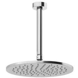 Gessi Anello, Antikalk-Kopfbrause D=250 mm mit Gelenk und Deckenarm, personalisierbare Länge, 63350706, Farbe: Metall Schwarz PVD