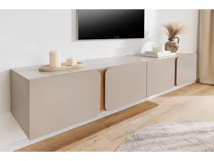 Hängendes TV-Lowboard COSMO 180cm kaschmir beige Eiche Soft Close Modern & Design