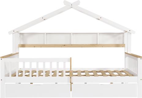 Kinderbett Ohne Matratze 140x200cm Weiss Naturbelassen Fallschutz Gitter Einzigartiges DachdesignLagerregal Schubladen Auf Holzbetten Kiefer MDF
