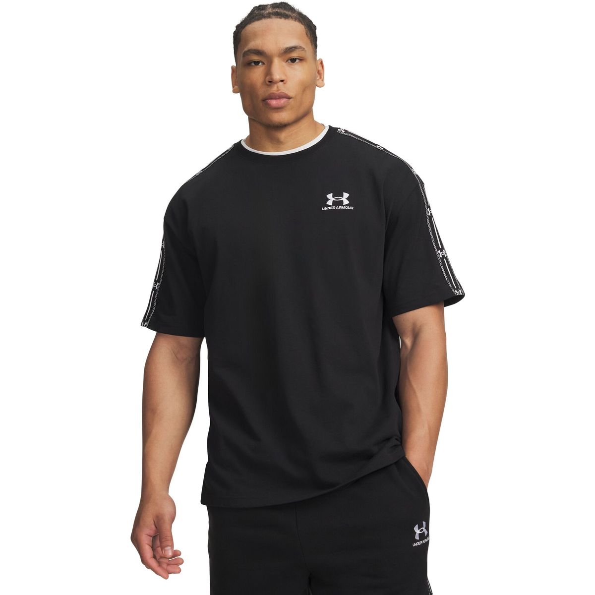 Under Armour Icon HWT Tee Taped black white (008) XS 6013401-008-XS