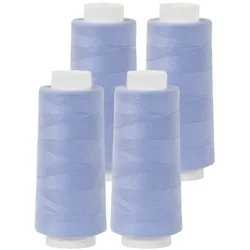 buttinette Overlockgarn im 4er-Pack, Stärke 120, 2500m-Spule, eisblau