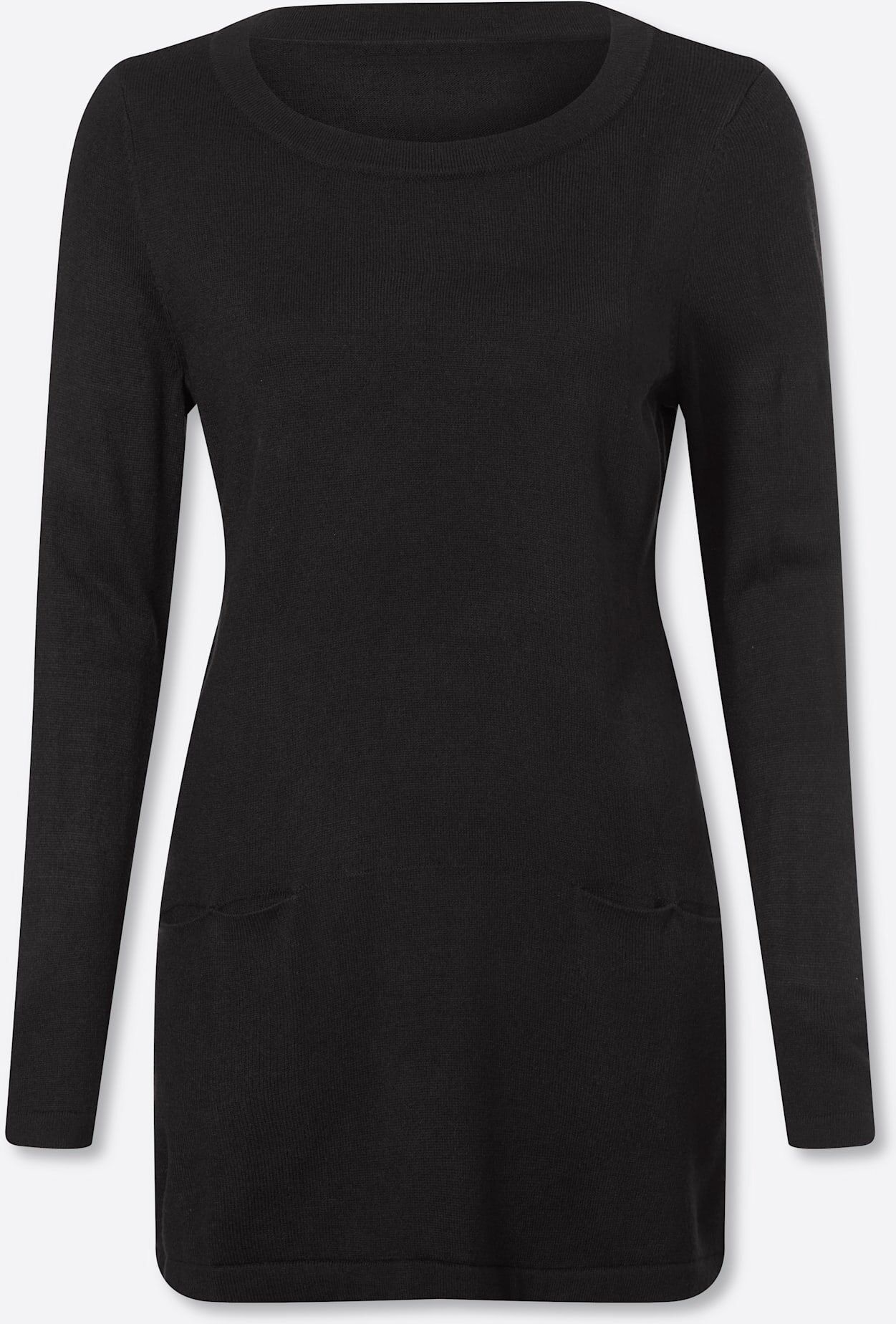 Longpullover "Longpullover", Damen, Gr. 44, schwarz, 100% Polyacryl, unifarben, Pullover Longpullover schwarz 44