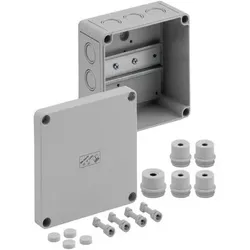 Abzweigkasten IP66 130x130x75mm gr Kst Tragschien Wand/Decke halogenfrei