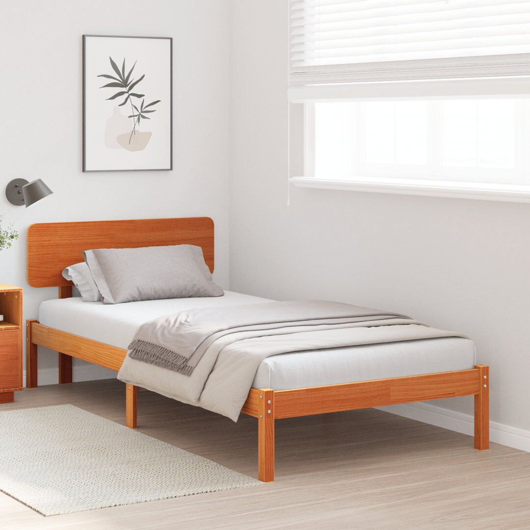 Vidaxl Bed Frame With Headboard Solid Pine Wood Natural Small Single (2'6)
